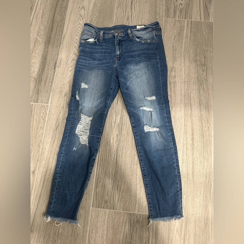 Buckle Bridge by Gly mid rise light wash distressed ankle skinny jean size 29
